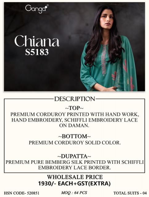 Ganga chiana 5183 dress materials wholesale